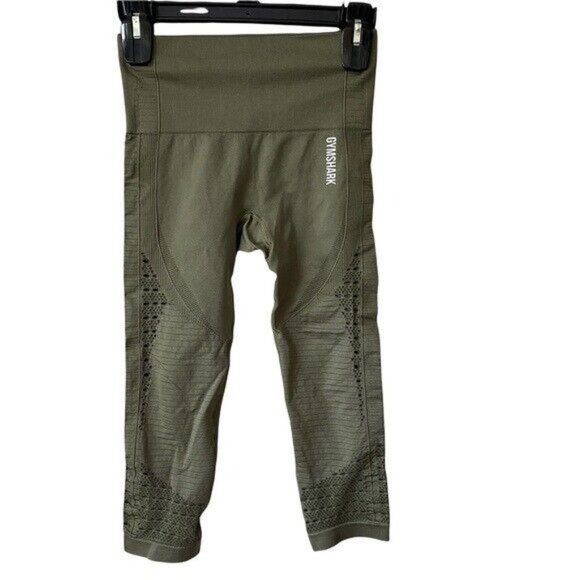 Gymshark Pants - Gymshark Energy+ Seamless Cropped Leggings Olive Green size XS